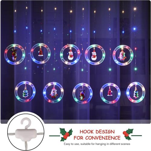 BLOOMWIN Window Christmas Decor Ring Lights With Ornament LED Curtain Indoor Outdoor USB 9.8ft Multicolor String Hanging 3D Novelty Xmas Tree Home Garden Decorations