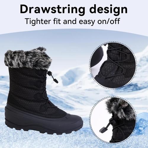 ICEFACE Waterproof Snow Boot Women with Quilted Nylon Fabric and Plush Lining for Ultimate Warmth and Comfort Stylish and Functional Winter Footwear Perfect for Snowy Days and Cold Weather Activitie