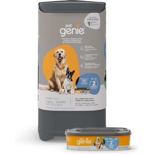 Pet Genie Pail | Dog Waste Disposal System for Outdoor and Indoor Odor Control | Dog Poop Trash can | Includes 1 Square Refill Bag That Lasts up to 2 Months