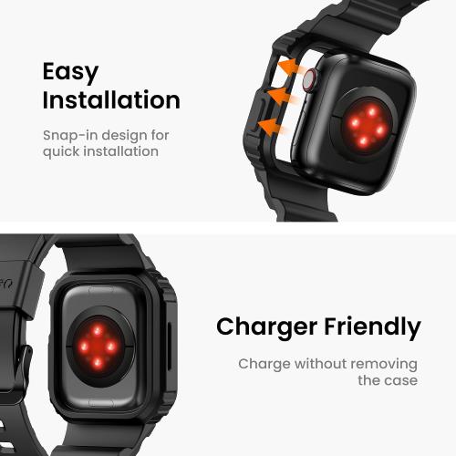 amBand E1 Sport Case Band for Apple Watch Ultra 3/2/1 & SE 3/2/1 & Series 11 10 9 8 7 6 5 4 3 49mm 46mm 45mm 44mm 42mm 41mm 40mm 38mm, Shockproof & Scratch Resistant Rugged Bumper for Men Women