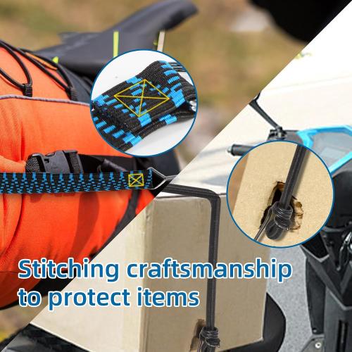 Adjustable Flat Bungee Cords with Hooks Heavy Duty Outdoor 80 Inch Long