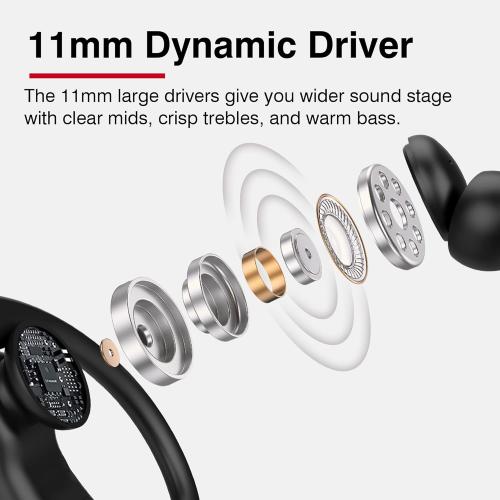 TRANYA X2 Wireless Sports Earbuds Bluetooth Headphones with 12 H Playtime Type-C Charging, 11mm Driver for Premium Sound, IPX5 Waterproof for Workout Sports