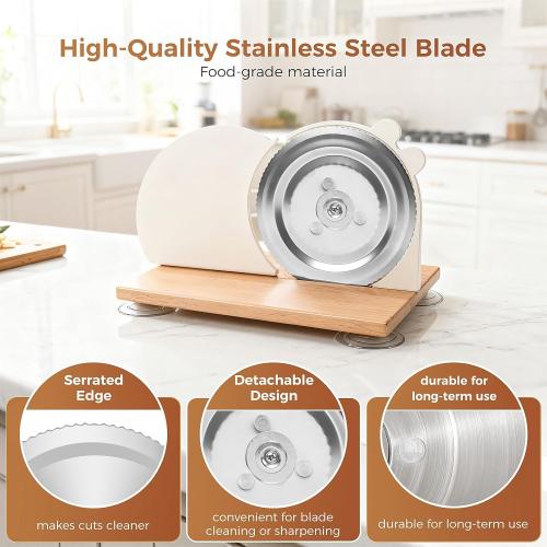 Manual Bread Slicer for Homemade Sourdough Bread, Adjustable Thickness, Hand-Crank Bread Cutter with Metal Guide, Suction Cup & Scale Line, Stainless Steel Blade, Beech Wood Base for Even Slices