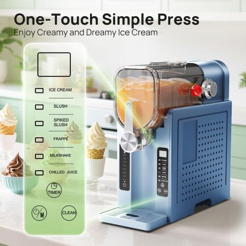 Slushy Machine No Ice Needed, CHIVALZ Slushie Machine for Home, Frozen Drink Maker with 6 Preset Programs for Margaritas, Frappés, Milk Shake and More, LED Display, Self-Cleaning, AD03, Blue