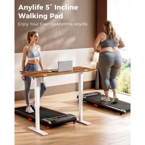 Walking Pad Treadmill, Anylife Incline Walking Pads Under Desk 330lb Capacity, 2.5HP Portable Treadmills for Home, Compact Treadmill Small Running Pad with LED Display, Remote Control