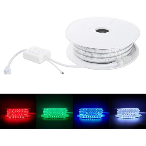 BRILLIHOOD Flexible LED RGB Rope Light Strip, Multi Color Changing SMD 5050 LEDs, 110-120V AC, Dimmable, Waterproof, Indoor/Outdoor Rope Lighting   Remote Controller, (20m/65.6ft)