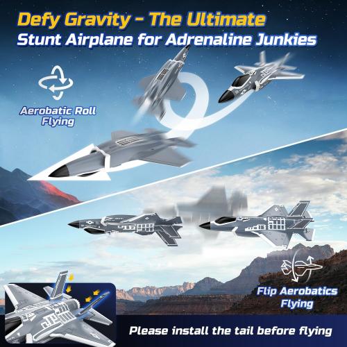 DEERC F35 4 Channel Brushless RC Plane for Adults Remote Control Airplane EDF Fighter Jet,2.4GHz 6-axis Gyro Stabilizer EPP RTF Hobby Glider Aircraft Plane Easy to Fly for Advance Player