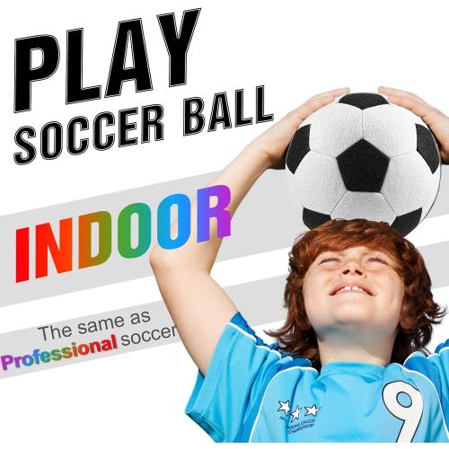Libima 2 Pcs Soft Indoor Soccer Ball with Pump Felt Official Size 4 Soccer Ball Christmas Sport Fun Gifts for Silent Dribble Training Home Outdoor Yard