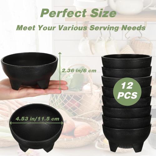 12 Pcs Salsa Bowls, 10.6 oz Mexican Salsa Bowls, BPA FREE Plastic Guacamole Bowl, Small Salsa Containers for Parties, Bowls Sets for Sauce, Chips, Dip, Nuts, Candy