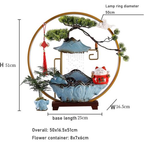 Tabletop Fountain Lucky Water Fountain Ornaments Chinese Aromatherapy Stove Lamp Ring Home Decor Housewarming Opening Gift (Color : Stone Grinding Models, Size : B)