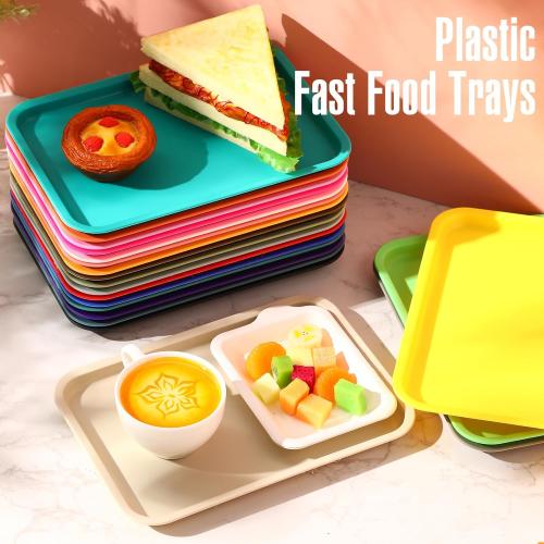 Sintuff ****20 Pcs**** Plastic Art Trays Colorful Fast Food Lunch Trays Bulk Activity Crafts Sensory Serving Organizer for Home, School, Kids, DIY Projects, Painting, Beads(20 Colors,10 x 7 Inch)