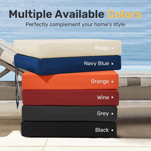 UNIKOME Outdoor Chair Cushions Pack of 4, Water Resistant Patio Cushions with Ties, High Density Sponge Filling Square Corner Seat Cushions for Outdoor Furniture, 18.5*16*3, Beige