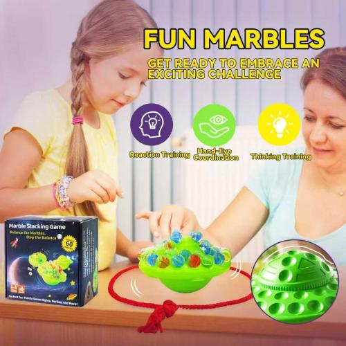 A V Marble Balance Board Game – 60 Colorful Glass Marbles with Storage Base | Exciting Family & Party Board Game for Kids & Adults, Educational STEM Toy & Birthday Gift, 1–4 Players, Ages 8