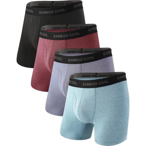 BAMBOO COOL Men's Ultra Breathable Underwear,No Riding Up Boxer Briefs with ComfortFlexible Waistband,Multipack