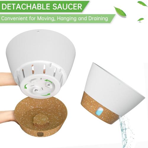 Hanging Planters for Indoor Plants, Hanging Baskets for Plants Outdoor with Visible Water Level, Hanging Flower Pots with Drainage Holes & Removable Tray(2 Pack, White)