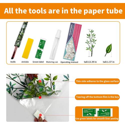 Window Privacy Film Stain Glass Window Film Rainbow Window Film Window clings Non-Adhesive Reusable Decorative for Room (Leaf Rainbow, 45.2 x 78.7 in)