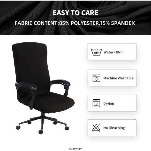 Water Resistant Stretch Computer Office Chair Cover with Durable Zipper Universal Washable Removable Spandex Rotating Boss Chair Slipcovers Anti-dust Soft Desk Chair Seat Protector for Dogs Cats Pets