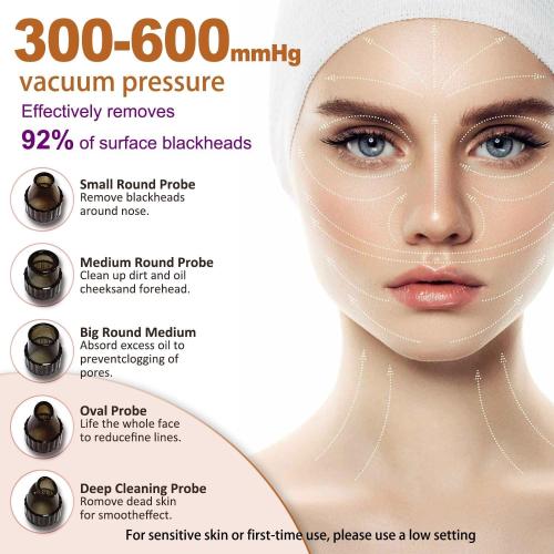 Blackhead Remover Vacuum with Heating, Blackhead Extractor 3 Adjustable Suction Levels 9 Modes, Pore Vacuum Blackhead Suction Remover, Comedone Extractor Kit for Deep Pore Cleaning - Purple