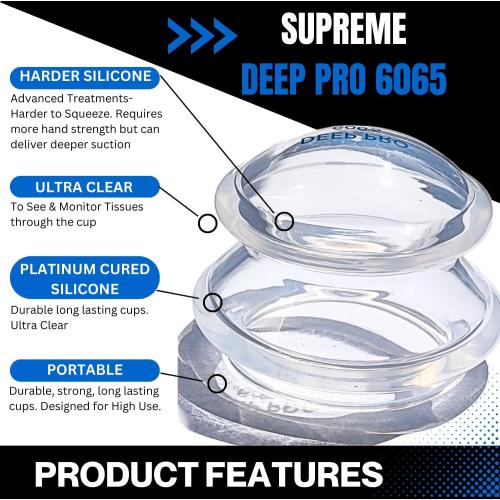 Cupping Warehouse Advanced (Hard) Supreme 2 X Large DEEP PRO 6065 Professional Cupping Therapy Set- Myofascial Cupping Set- Harder Silicone Cupping Set- Cupping Set Massage Therapy Cups