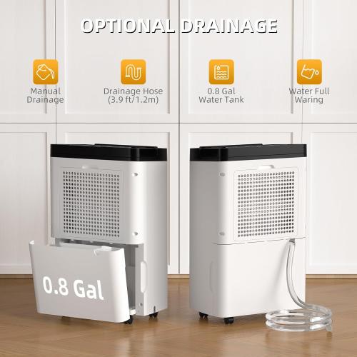 AIRPLUS 4,500 Sq. Ft. 70pint Dehumidifier, Humidity with Auto Shut off, Auto Drain or Manual Drainage, 0.8 gal Water Tank Capacity for Home and Basement