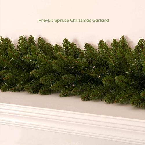 Christmas Garland Prelit 9 Ft with 70 Led Lights, Battery Operated Christmas Decor for Mantle/Stair/Indoor/Outdoor Xmas Garland Green