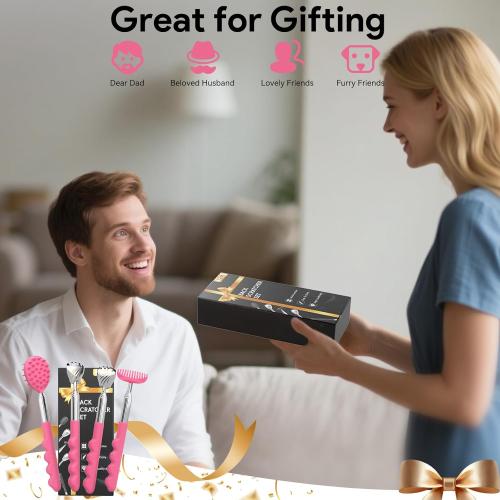 Gumry Versatile Back Scratcher - Portable Telescoping Extendable Back Massager Tool with Different Heads & Rubber Handles, Stocking Stuffers & Birthday Gifts for Women, Mom, Her, Men - Pink