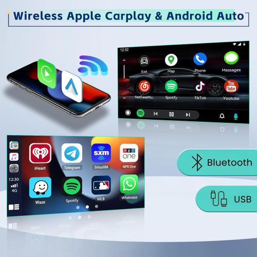 Eonon [8-Core 4 64G] Double Din 7 Inch Android 15 Car Stereo with Wireless Carplay Android Auto, HD Touch Screen Head Unit with GPS WiFi Bluetooth5.0 FM/RDS Radio 32EQ DSP 59UI SWC Backup Camera MIC