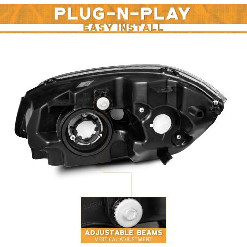 Halogen Headlights for 2005-2010 Chevy Cobalt Headlight Replacement for 05 06 07 08 09 10 Chevy Cobalt Chrome Housing Amber Reflector Set