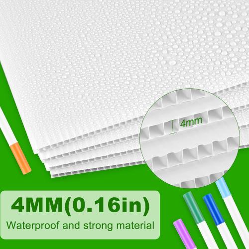 10 Pack White Plastic Yard Signs with Stakes, 17x12 Inch Blank Lawn Signs for Outdoor DIY Guidepost Birthday & Garage Sales