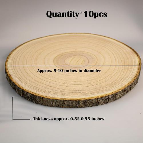 10 Pack Large Wood Slices for Centerpieces 9-10 inches Wood Rounds for Tables Decor Rustic Wood Circles for DIY Crafts and Wedding Decor Round Wooden Discs Wood Slice Ornaments