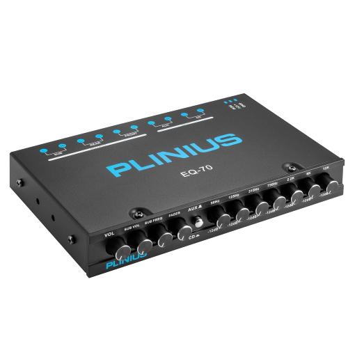7-Band Car Audio Equalizer 1/2 DIN Pre-Amp，with CD/AUX Input Select Switch，Subwoofer Outputs