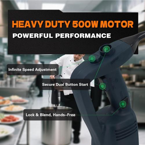 Commercial Immersion Blender, 500W Heavy Huty Hand Blender, With 20 Inch Detachable Shaft, 48 Gallons Capacity, Professional Industrial Grade Commercial Hand Mixer.