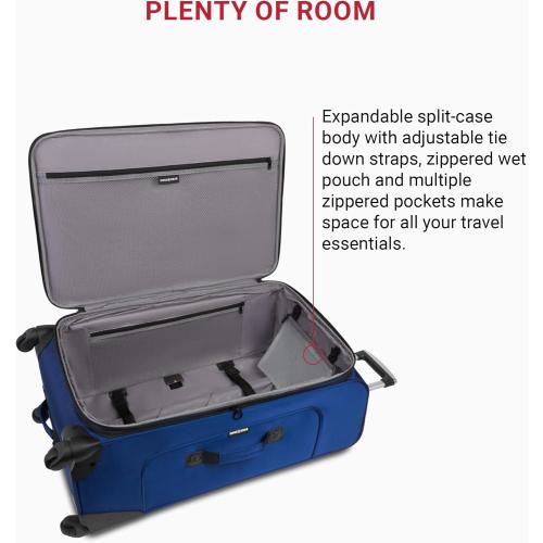 SwissGear Sion Softside Expandable Luggage, Blue, Checked-Large 29-Inch