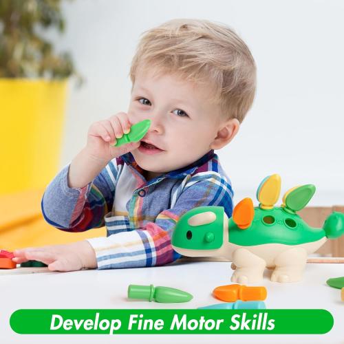Hirger Spike The Fine Motor Dinosaur: Montessori Baby Sensory Toys for Toddlers 1-3, Preschool Learning Educational Activities, 12  Months Old Birthday Gift