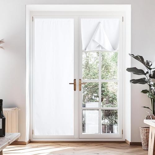 NICETOWN Pure White Door Curtain for Window, Thermal Insulated Adjustable Magnetic Blinds for Window Covering, Roman Roll Up Shade for Patio Glass Door, 1 Panel, 36 x 72 inches Long