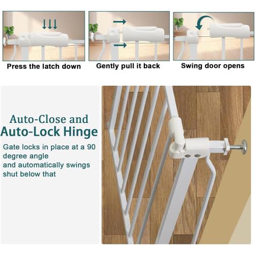 Extra Wide Baby Gate Tension Indoor Safety Gates White Metal Large Pressure Mounted Pet Gate Walk Through Long Safety Dog Gate for The House Doorways Stairs (66.93-71.65/170-182CM, White)
