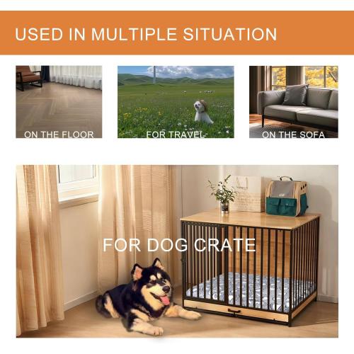 VANKEAN Reversible Cool and Warm Dog Bed Mat for Crates - Stylish Pad With Waterproof Inner Linings and Removable Machine Washable Cover, Firm Support for Small to XX-Large Dogs, Grey