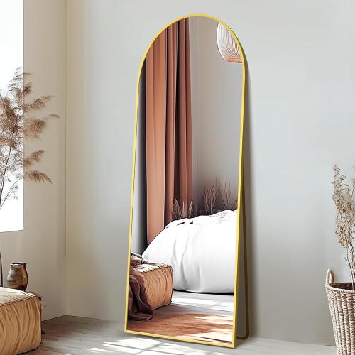 Size 56x20 Color Gold Delma Full Length Mirror, Large Floor Mirror for Wall, Bedroom, Bathroom, Living Room with Aluminium Frame (Stand, Arch 56x20-Gold)