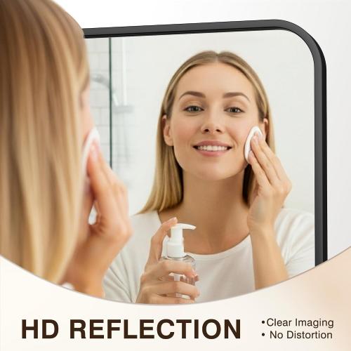 FICTOR Bathroom Mirror, 2 Pack 36x24 Black Framed Vanity Mirror for Wall, Shatterproof &Anti-Rust Bathroom Mirrors for Over Sink, Bedroom, Living Room, Entryway, Vertical/Horizontal Mount