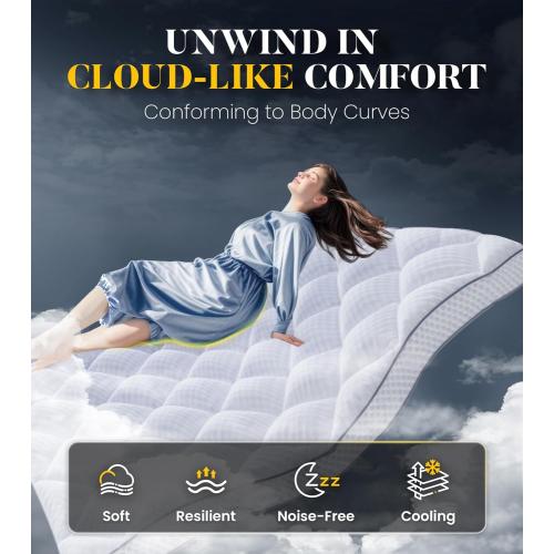 Size Queen Color White Milcabe 3 Inch Ultra-Fluffy Memory Foam Mattress Topper Queen for Back Pain, Extra Soft Pillow Top Queen Mattress Topper with 4X Support, Mattress Pad with Breathable Air Mesh Sides, 6-21'' Deep Pocket