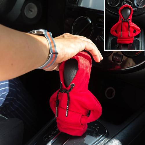 2Pcs Gear Shift Hoodie Cover, Funny Shift Knob Cover for Car（Red and Black）