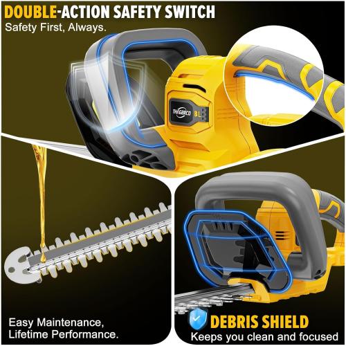 Hedge Trimmer Compatible for Dewalt 20V 60V Battery，Cordless Electric Hedge Trimmer with 1600RPM Brushless Motor, 22'' Dual-Action Blade with 3/5'' Cutting Capacity (NO Battery) ‼️unused‼️