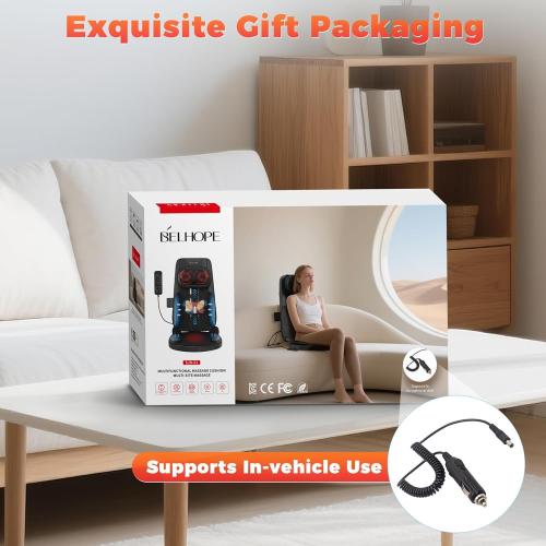 belhope Shiatsu Neck and Back Massager with Heat, 4D Kneading Back Massager for Pain Relief Deep Tissue, Comfortable Back Massage for Chair, Massage Mat for Office Home, Gifts for Mother Men Women