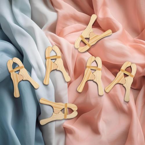 Simgoing 6 Pcs Wooden Fort Clips for Silks Blanket Building,White