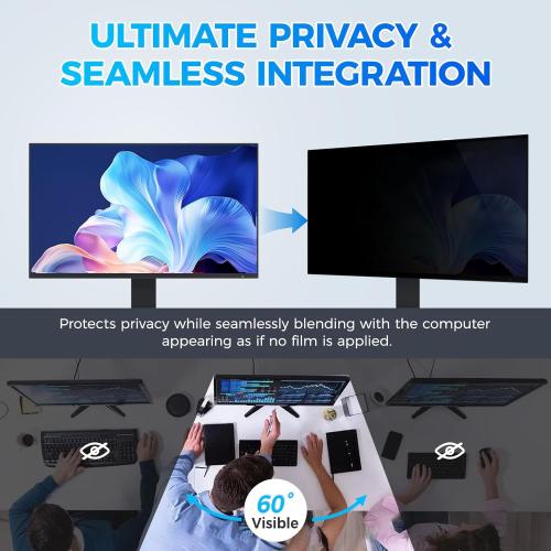 Size 27 inch 2 Pack Hidden Design Magnetic Computer Privacy Screen Filter 27 inch for Frameless Monitor 16:9 Widescreen, Removable Anti Blue Light Privacy Shield, Anti-Glare Protector