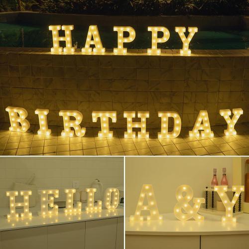 Foaky Rechargeable LED Letter Lights Sign Marquee Light Up Letters Sign for Night Light Wedding/Birthday Party Christmas Lamp Home Bar Decoration (Y)
