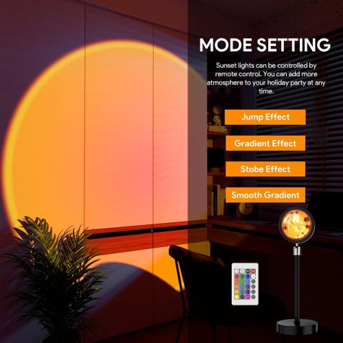 UNTESTED...Sunset Lamp Projection Led Lights with Remote, Multicolor Colors Night Light 360° Rotation Rainbow Lights 4 Modes Setting for Photography/Selfie/ Party/Home/Living Room/Bedroom Decor, Gifts for Women