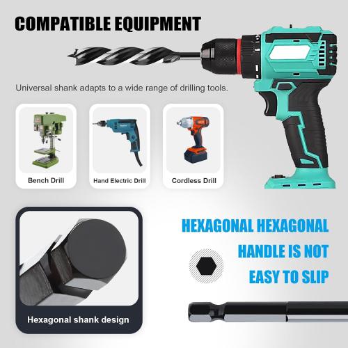 1-1/4 x 6 Auger Drill Bit for Wood,Hex Shank Tri Flute Drill Bit