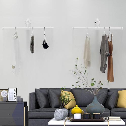 Color White Industrial Pipe Clothes Rack Floating DIY Wall Mounted, Heavy Duty Rustic Vintage Clothing Rod, Metal Garment Bar Space-Saving Hanging for Bedroom, Bathroom and Laundry Room (White)