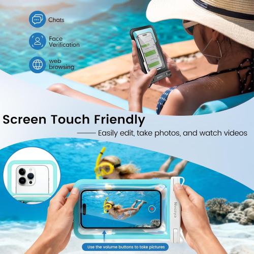 Niveaya Large Waterproof Phone Pouch, Up to 8.5, 2 Pack-Black & Green